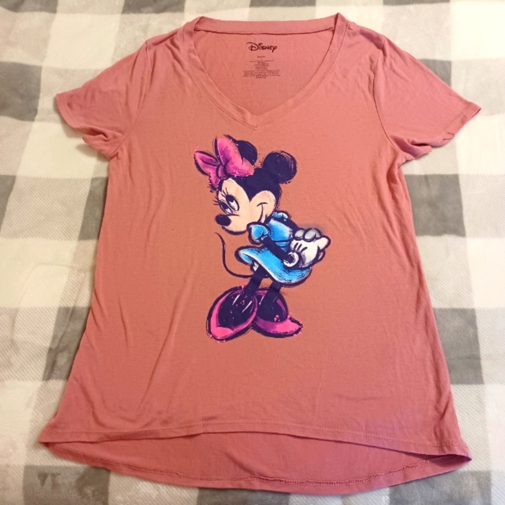 Disney Minnie Mouse Short Sleeve Shirt Mauve Women's Sz Large